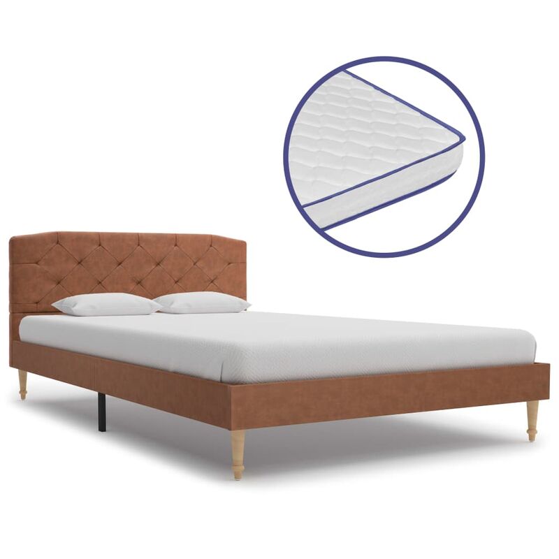 

Cama con colchón viscoelástico tela marrón 120x200 cm