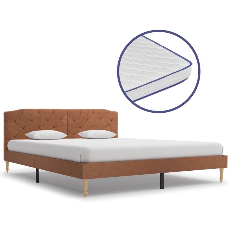 

BHD - Cama con colchón viscoelástico tela marrón 160x200 cm