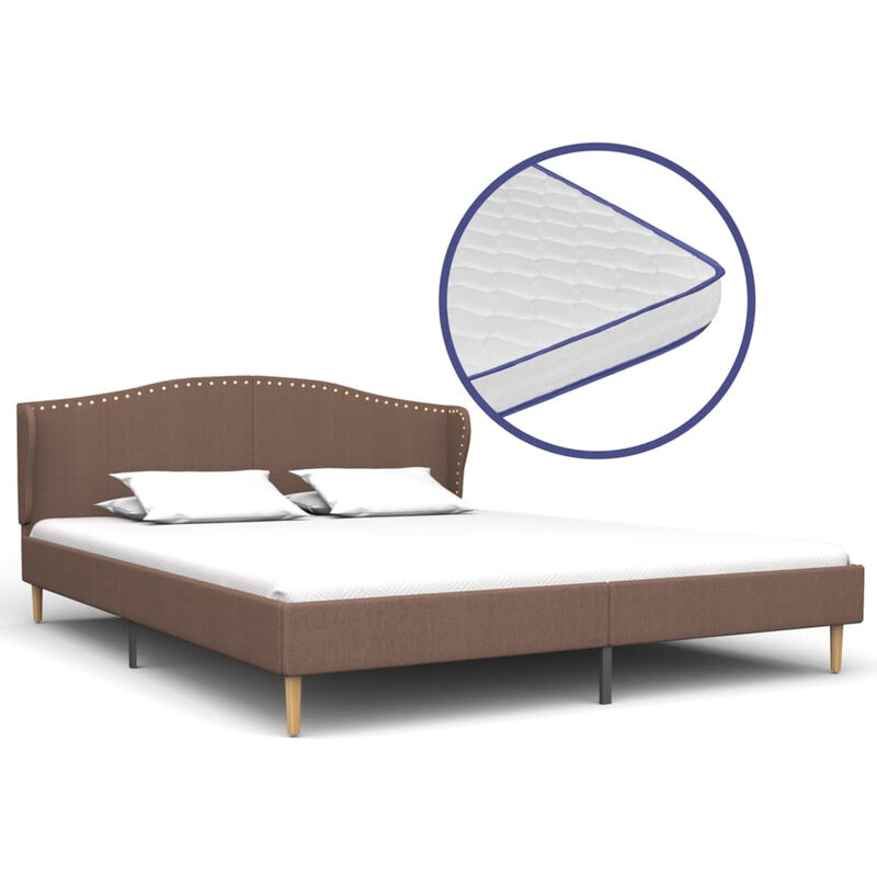 

Cama con colchon viscoelastico tela marron 180x200 cm