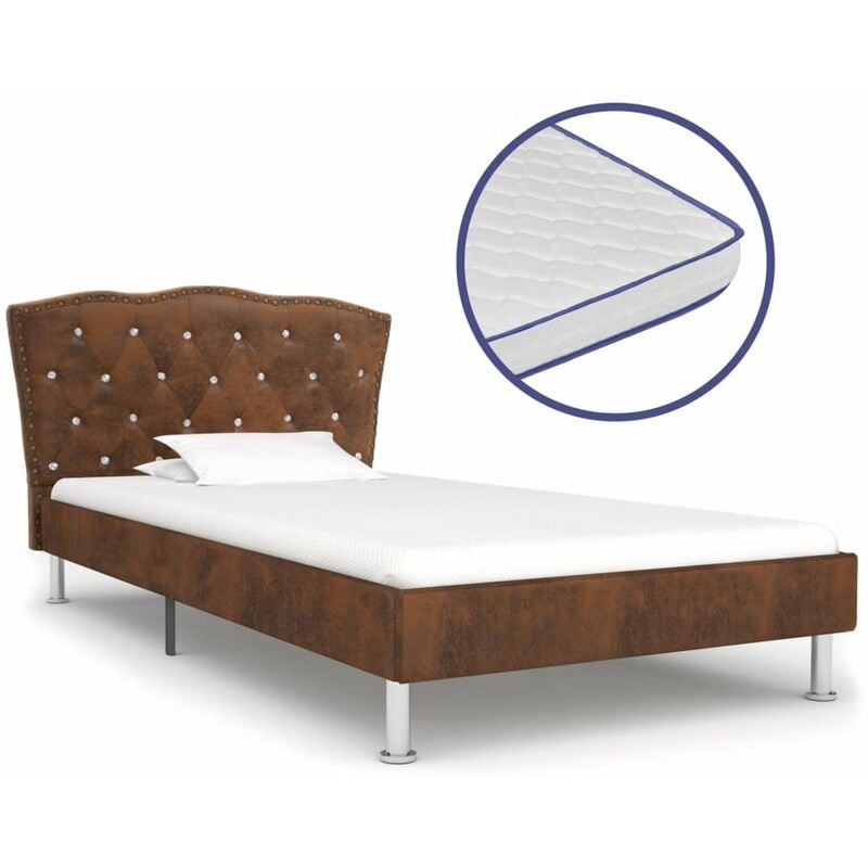 

Cama con colchon viscoelastico tela marron 90x200 cm