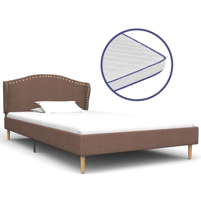 

Cama con colchón viscoelástico tela marrón 90x200 cm