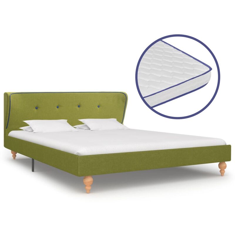 

Cama con colchon viscoelastico tela verde 140x200 cm