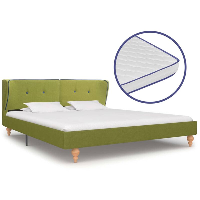 

Cama con colchon viscoelastico tela verde 160x200 cm