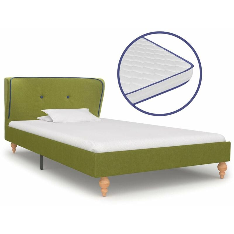 

Cama con colchon viscoelastico tela verde 90x200 cm