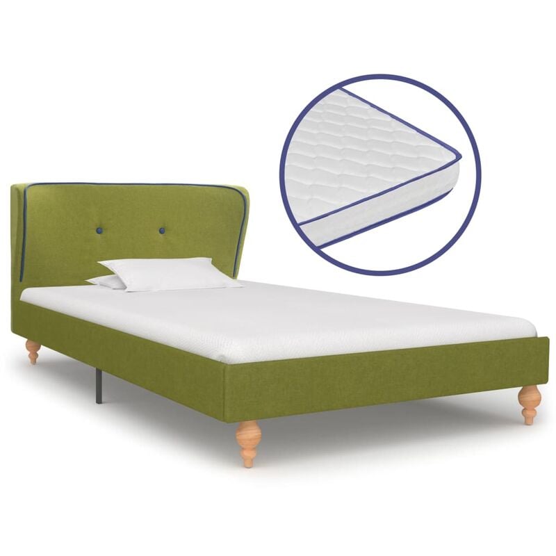 

Cama con colchón viscoelástico tela verde 90x200 cm