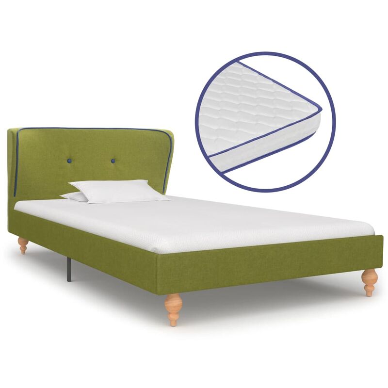 

Cama con colchón viscoelástico tela verde 90x200 cm
