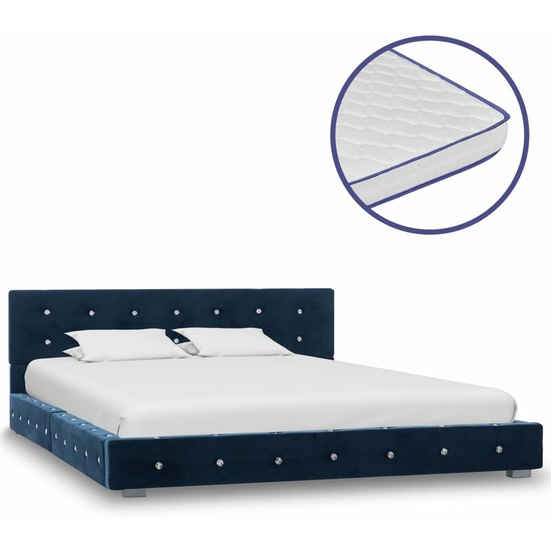 

Cama con colchón viscoelástico terciopelo azul 140x200 cm