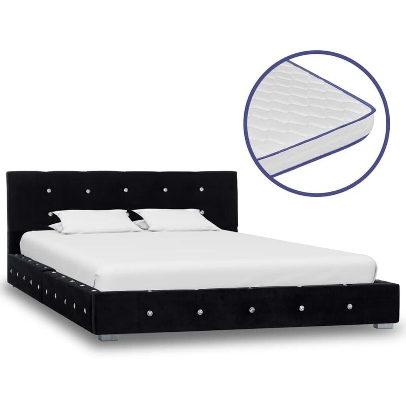

Cama con colchón viscoelástico terciopelo negro 120x200 cm