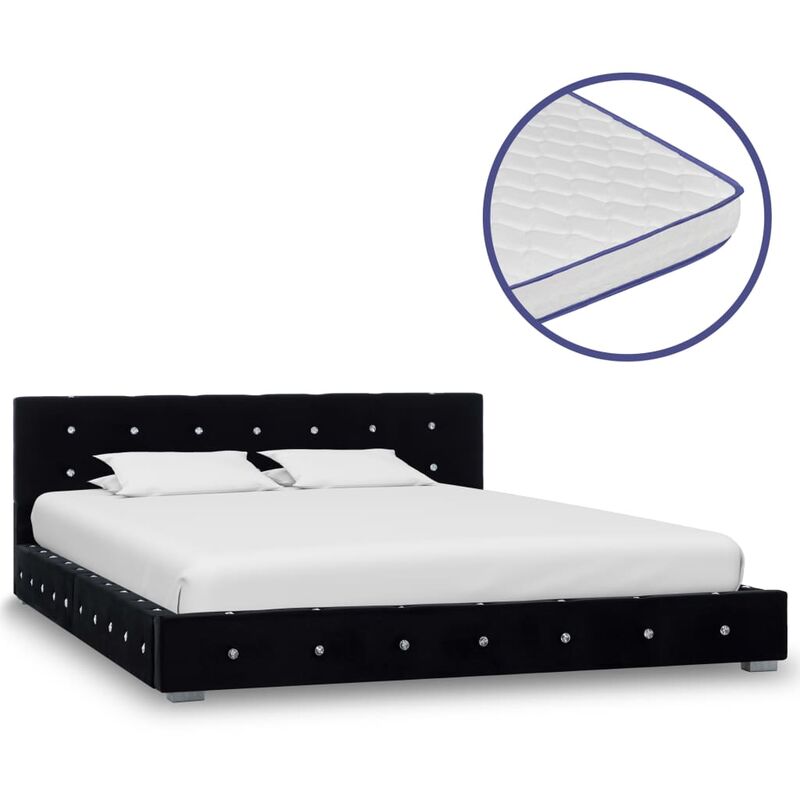 

Cama con colchon viscoelastico terciopelo negro 140x200 cm