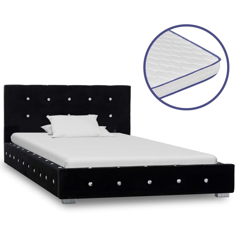 

Cama con colchon viscoelastico terciopelo negro 90x200 cm
