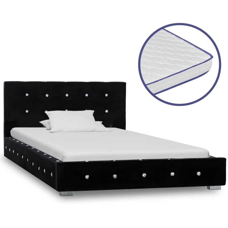 

Cama con colchón viscoelástico terciopelo negro 90x200 cm