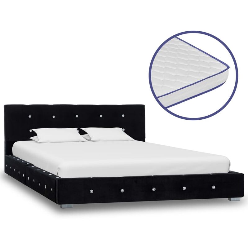 

Cama con Colchón Viscoelástico Terciopelo Negro 120x200 cm - Negro - Vidaxl