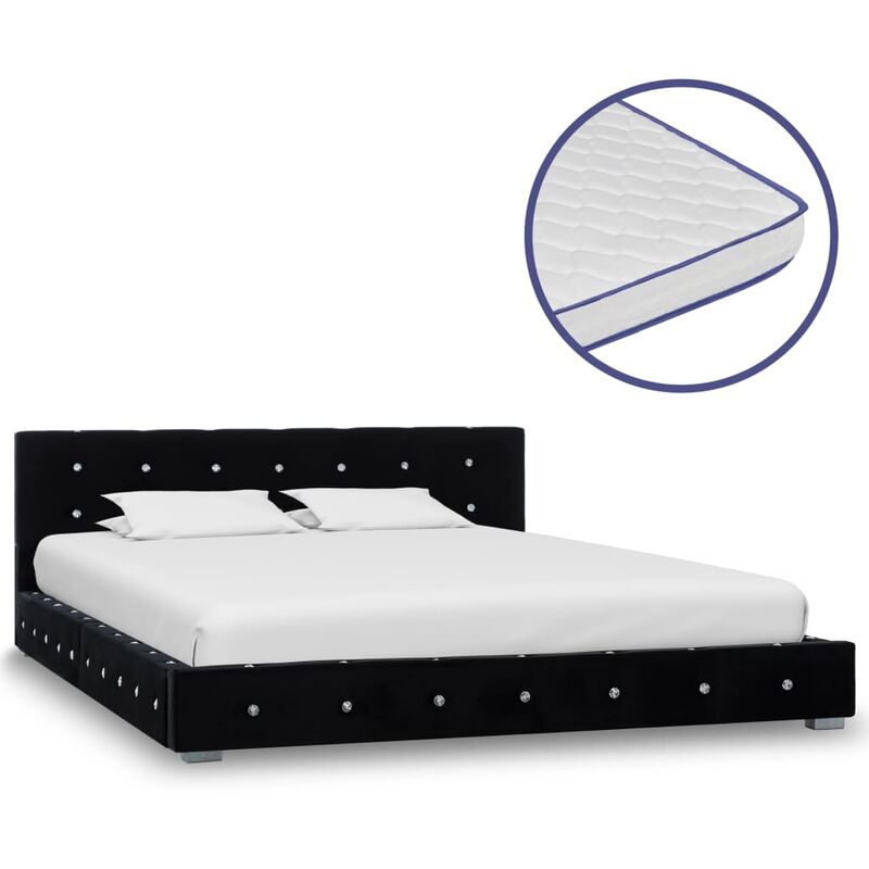 

Cama con Colchón Viscoelástico Terciopelo Negro 140x200 cm - Negro - Vidaxl