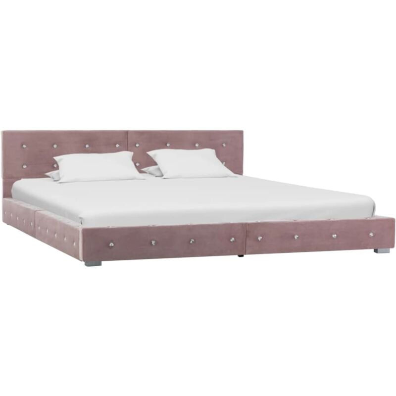 

vidaXL Cama con Colchón Viscoelástico Terciopelo Rosa 160x200 cm - Rosa