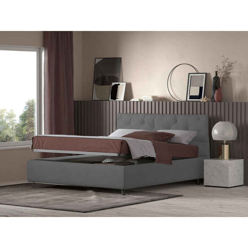 

Contenedor cama doble Beethoven, Made in Italy, Estructura de tejido acolchado, Apto para colchón 160x190 cm, Gris - Talamo Italia