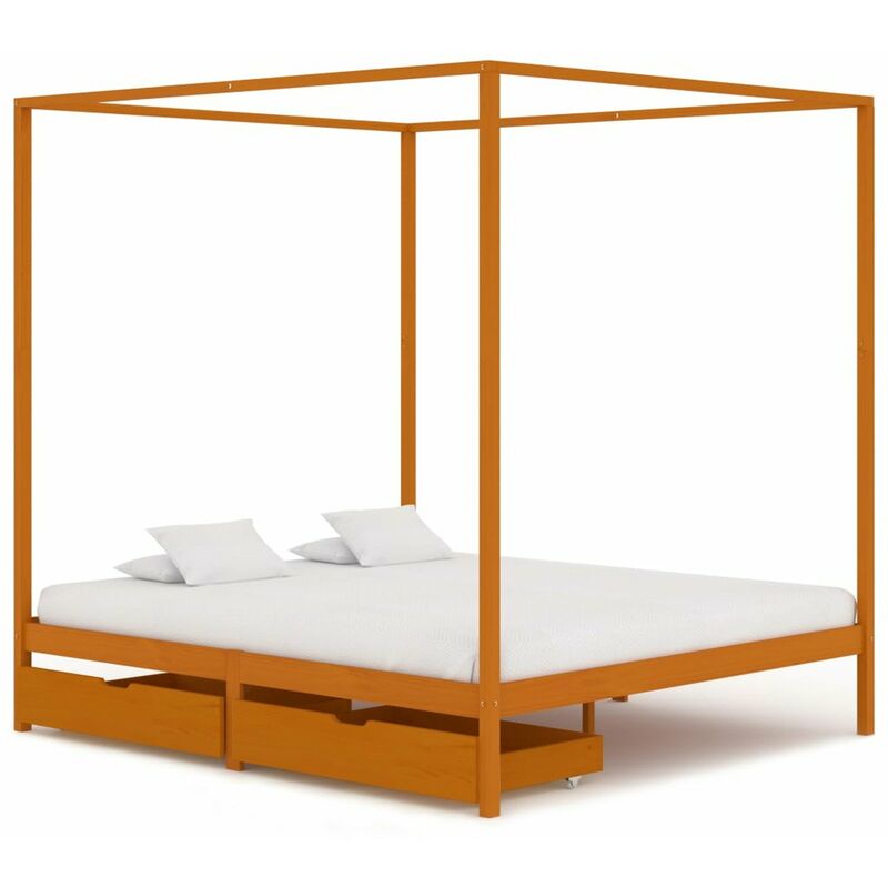

Cama con dosel 2 cajones madera maciza pino 160x200 cm