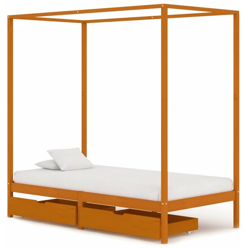 

Cama con dosel 2 cajones madera maciza pino 90x200 cm