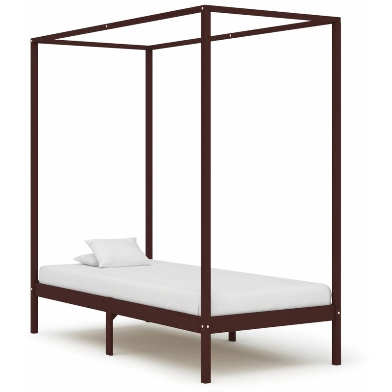 

Cama con dosel madera maciza de pino marrón oscuro 100x200 cm - Marrón