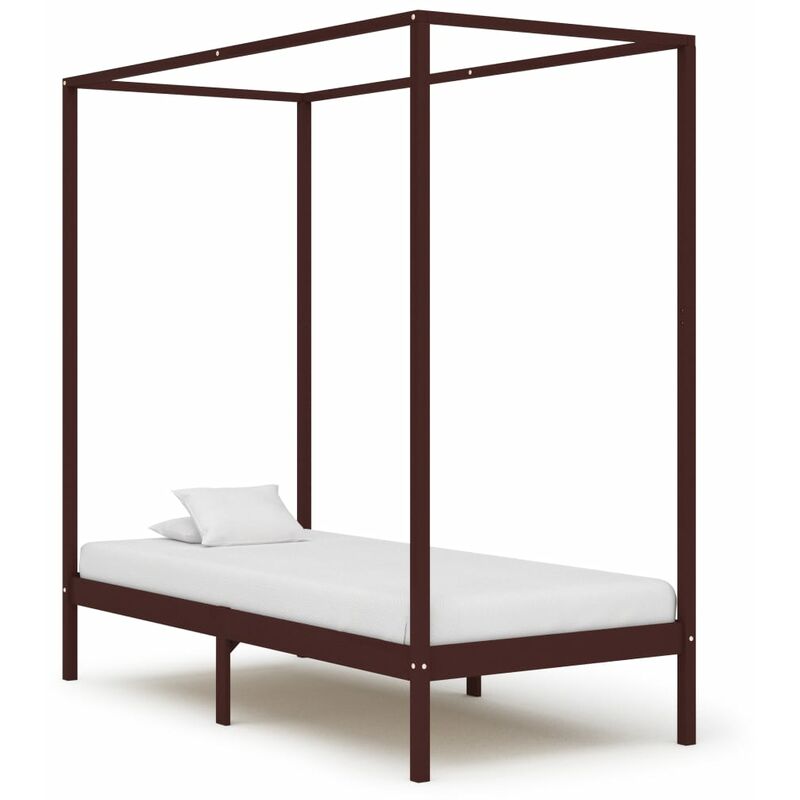 

Cama con dosel madera maciza de pino marron oscuro 100x200 cm
