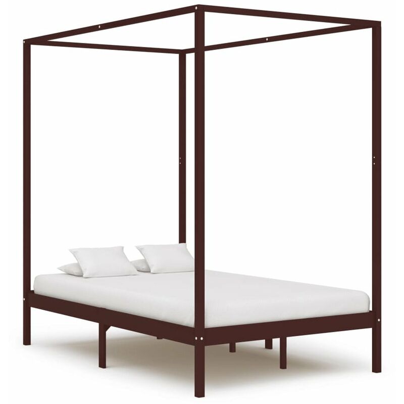 

Cama con dosel madera maciza de pino marron oscuro 120x200 cm