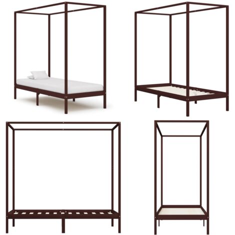 Cama con dosel sin colchón madera maciza marrón 100x200 cm - Cama de madera - Cama con dosel sin colchón