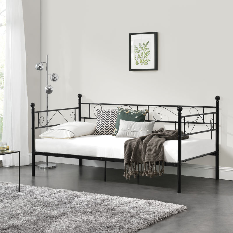 

Cama con esctructura de metal - para Una Persona - Armazón de diseño 200 x 100cm - Sofá - Diván - Negro