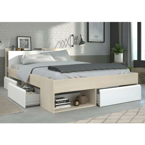 Cama 90X190 DKIT Dina (Natural/Blanco - 79x97x196 cm)