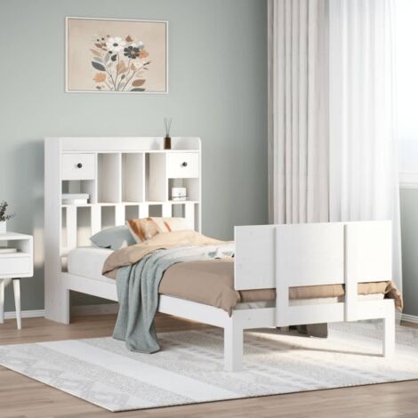Cama con estantería sin colchón madera maciza  90x200 cm