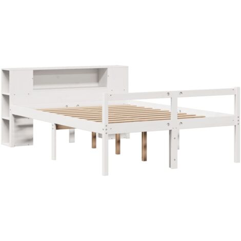 Cama con estantería sin colchón madera maciza blanca 120x190 cm vidaXL