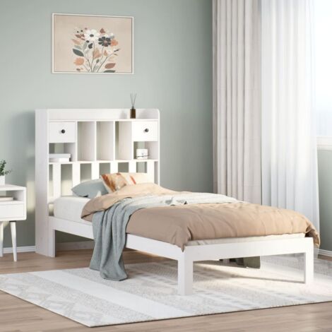 Cama con estantería sin colchón madera maciza blanca 75x190 cm vidaXL