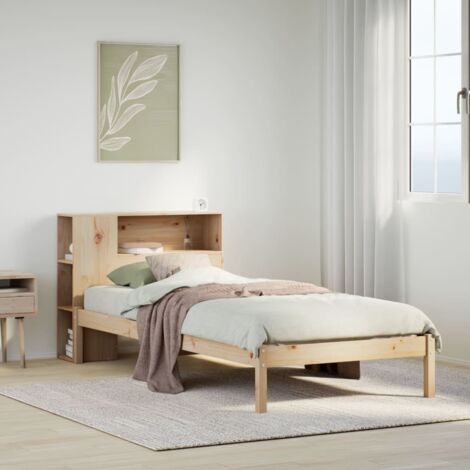 Cama con estantería sin colchón madera maciza de pino 75x190 cm vidaXL