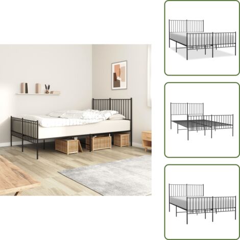 Cama con estribo - vidaXL Estructura cama sin colchón con estribo metal negro 140x190 cm - Cama con cabecero