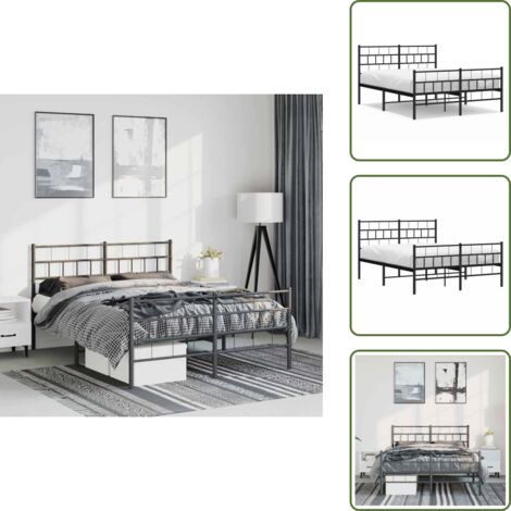 Cama con estribo - vidaXL Estructura cama sin colchón con estribo metal negro 150x200 cm - Cama con cabecero
