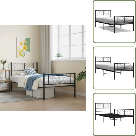 Cama con estribo - vidaXL Estructura cama sin colchón con estribo metal negro 75x190 cm - Cama de invitados