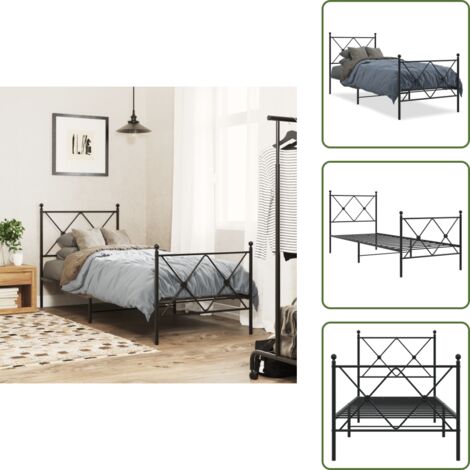 Cama con estribo - vidaXL Estructura cama sin colchón con estribo metal negro 75x190 cm - Cama de invitados