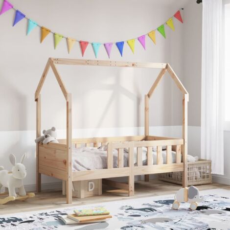 Cama con forma de casa de niños madera maciza marrón 70x140 cm vidaXL