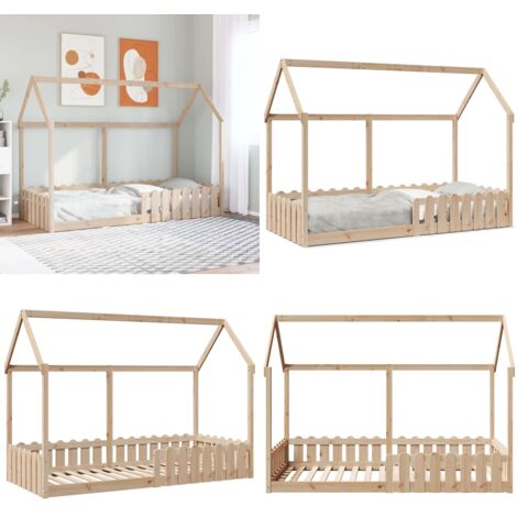 Cama con forma de casa para niños madera maciza pino 90x190 cm - Cama de madera - Cama de casa