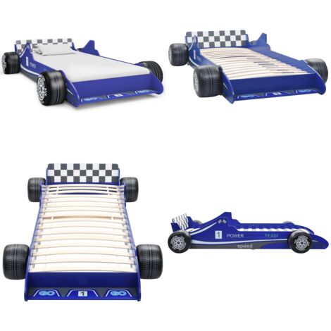 Cama con forma de coche de carreras para niños 90x200 cm azul - Cama de coche - Cama infantil