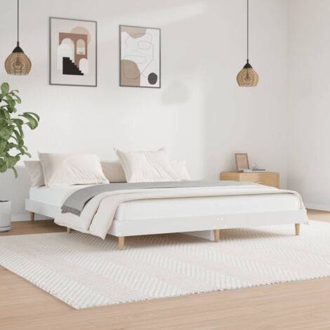 MAISON CHIC Cama con LED - 200x200cm, Estructura de Cama para adulto madera maciza blanca SDV175672 MaisonChic