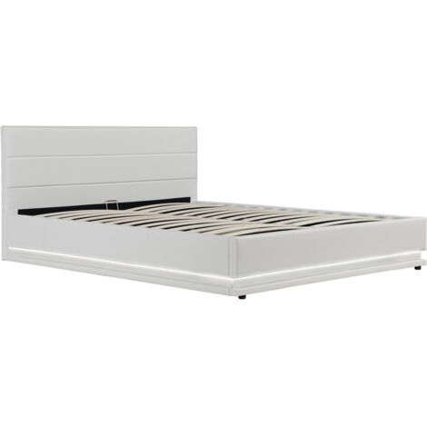 HABITAT ET JARDIN Cama con LED "Anastasia" - 140 x 190 cm - Blanco