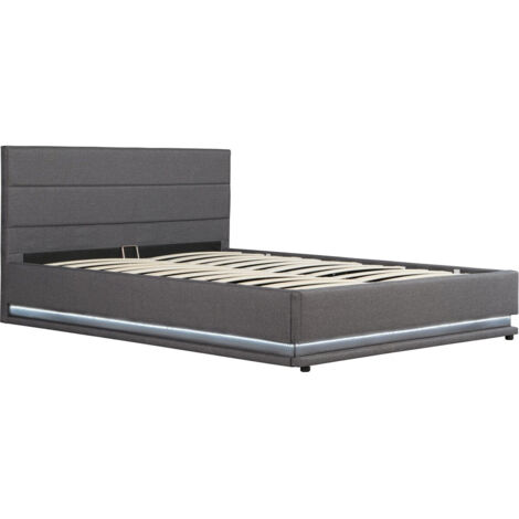 Cama con LED "Anastasia"- 160 x 200 cm - Gris oscuro