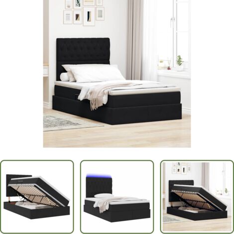Cama con LED -  Cama con almacenamiento y LED Negro 120 x 200 cm Terciopelo