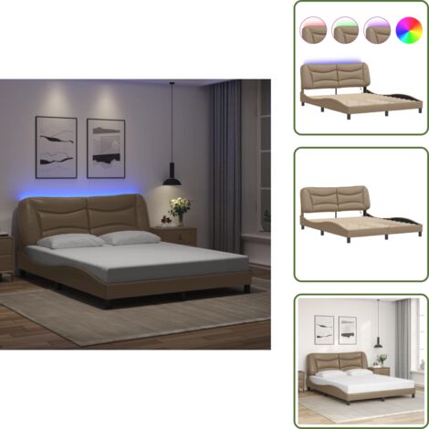 Cama con LED - vidaXL Estructura de cama con LED sin colchón Hvar capuchino 160x200 cm - Cama con cabecero