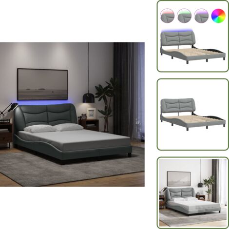 Cama con LED - vidaXL Estructura de cama con LED sin colchón Hvar gris claro 140x200 cm - Cama Hvar