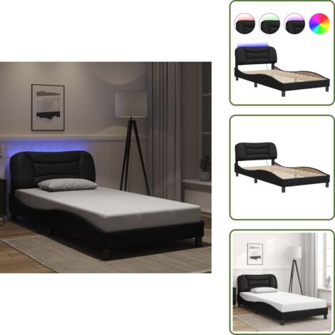 Cama con LED - vidaXL Estructura de cama con LED sin colchón Hvar negro 100x200 cm - Cama con luces LED