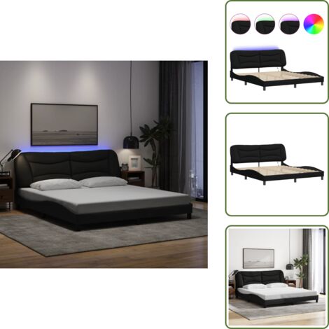 Cama con LED - vidaXL Estructura de cama con LED sin colchón Hvar tela negro 180x200 cm - Cama de madera