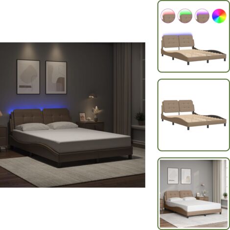 Cama con LED - vidaXL Estructura de cama con LED sin colchón Zadar cappuccino 120x200 cm - Cama Zadar