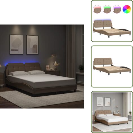 Cama con LED - vidaXL Estructura de cama con LED sin colchón Zadar capuchino 140x190 cm - Cama Zadar