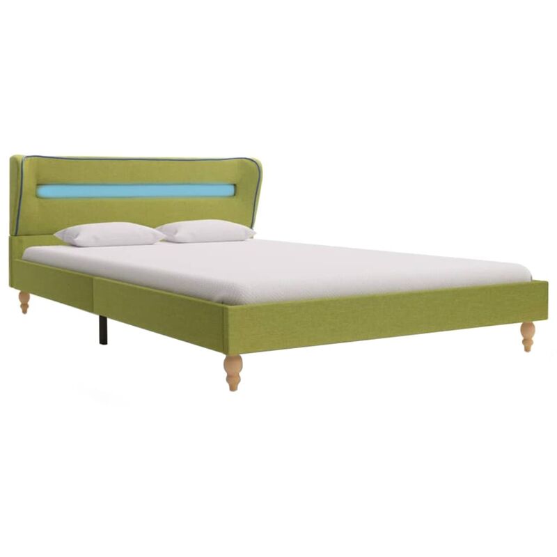 

vidaXL Cama con LED y Colchón Tela Verde 140x200 cm - Verde