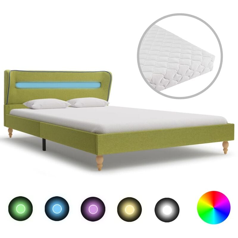 

Cama con LED y colchón tela verde 120x200 cm